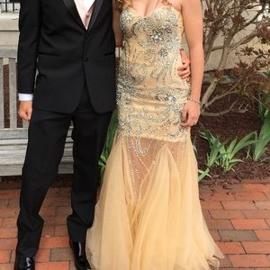 Angela And Alison Nude Beaded Mermaid Prom Dress - Gem